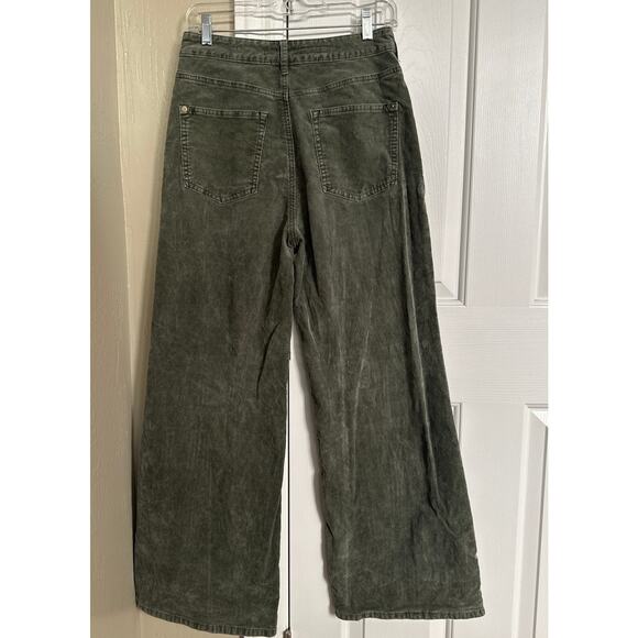 Anthropologie Pilcro the Annie Wide-Leg Corduroy Pants Green Size 28 - Picture 4 of 9